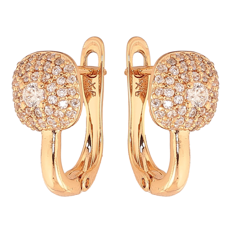 Сережки Xuping колір Позолота 18K англійський замок "Візерунок з інкрустацією кристалами" фото №24