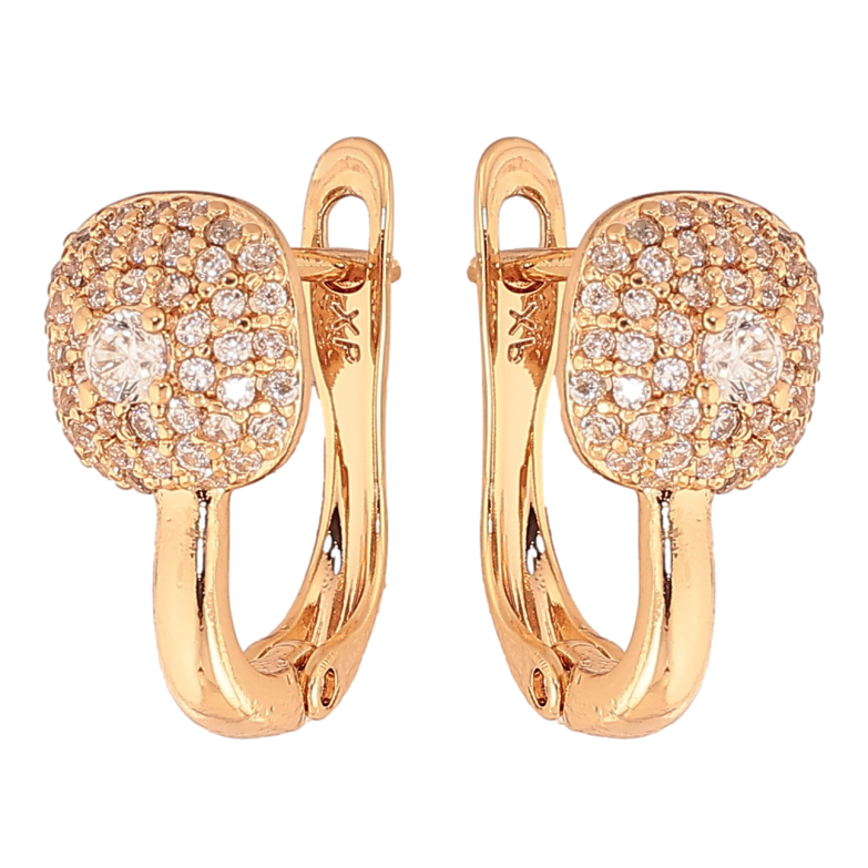 Серьги Xuping цвет Позолота 18K английский замок "Узор с инкрустацией кристаллами" фото №1