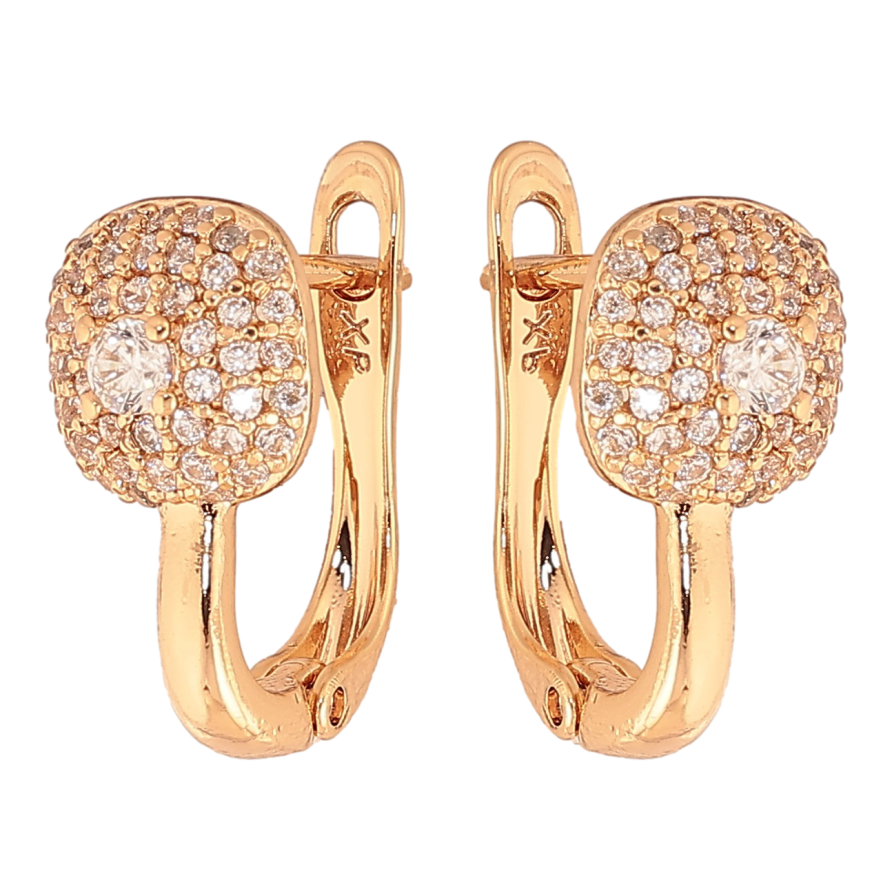 Сережки Xuping колір Позолота 18K англійський замок "Візерунок з інкрустацією кристалами" фото №1