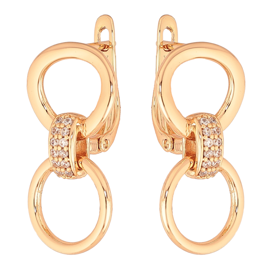 Серьги Xuping цвет Позолота 18К английский замок "Узор с кристаллами" фото №1 Серьги Xuping цвет Позолота 18К английский замок "Узор с кристаллами" фото №1