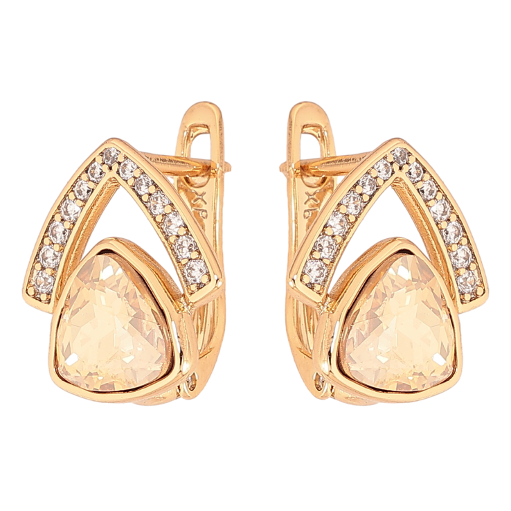 Серьги Xuping цвет Позолота 18K английский замок "Узор с песочными кристаллами" фото №5