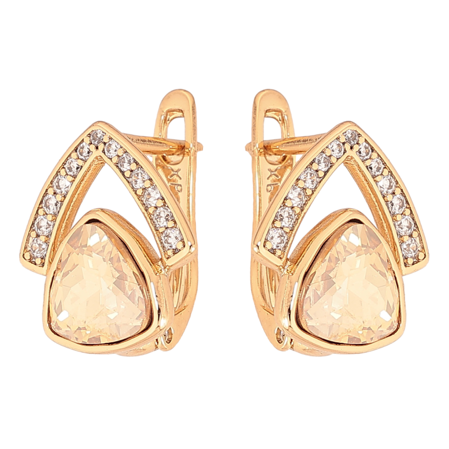 Серьги Xuping цвет Позолота 18K английский замок "Узор с песочными кристаллами" фото №1