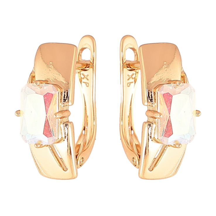 Серьги Xuping цвет Позолота 18K английский замок "Узор с радужными кристаллами" фото №19