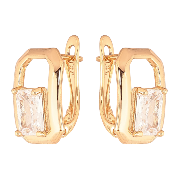 Сережки Xuping колір Позолота 18К англійський замок "Візерунок з кристалами" фото №21