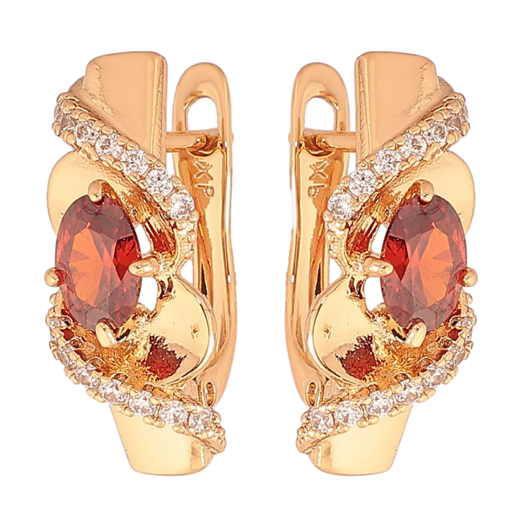 Сережки Xuping колір Позолота 18К англійський замок "Візерунок з червоними кристалами" фото №18 Сережки Xuping колір Позолота 18К англійський замок "Візерунок з червоними кристалами" фото №18