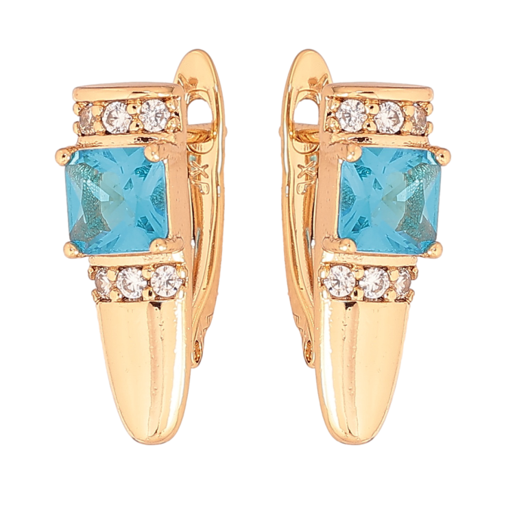 Серьги Xuping цвет Позолота 18K английский замок "Узор с голубыми   кристаллами" фото №23