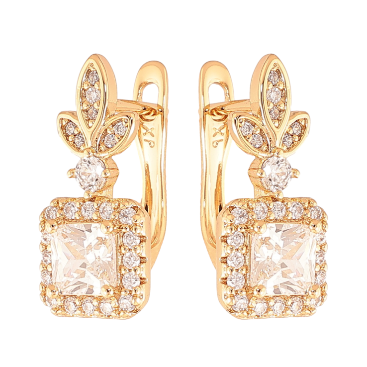 Серьги Xuping цвет Позолота 18K английский замок "Узор с кристаллами" фото №9 Серьги Xuping цвет Позолота 18K английский замок "Узор с кристаллами" фото №9