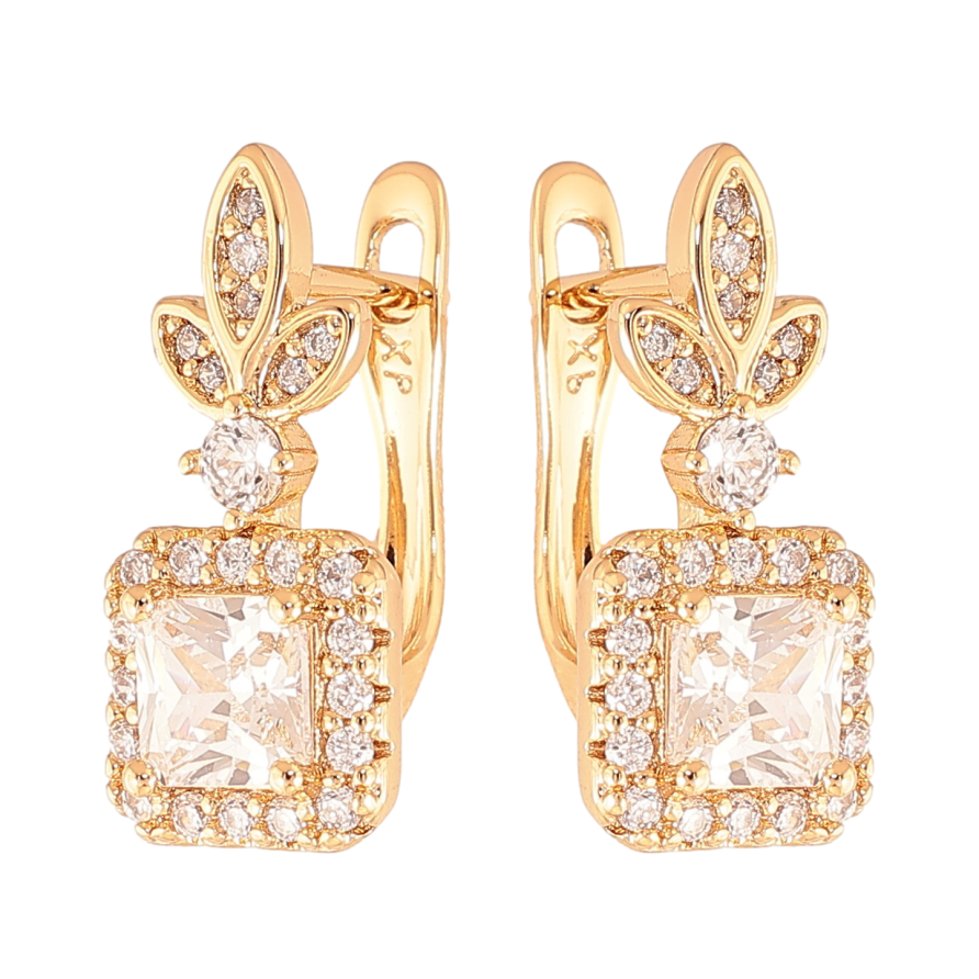 Серьги Xuping цвет Позолота 18K английский замок "Узор с кристаллами" фото №1 Серьги Xuping цвет Позолота 18K английский замок "Узор с кристаллами" фото №1