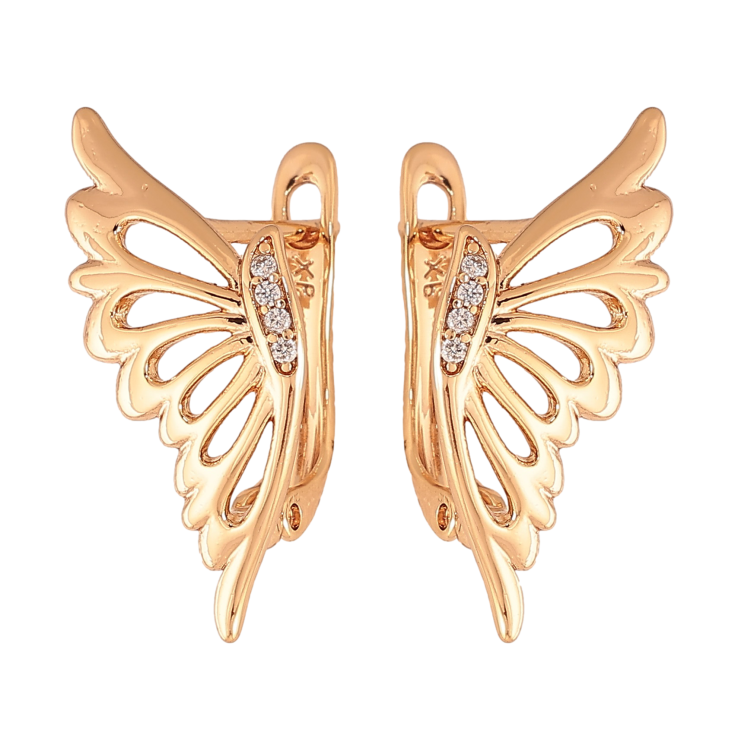 Серьги Xuping цвет Позолота 18K английский замок "Крылья бабочки" фото №16