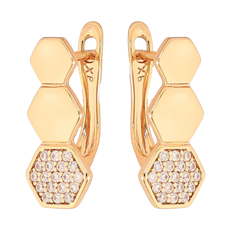 Сережки Xuping колір Позолота 18K англійський замок "Візерунок з інкрустацією кристалів" фото №23