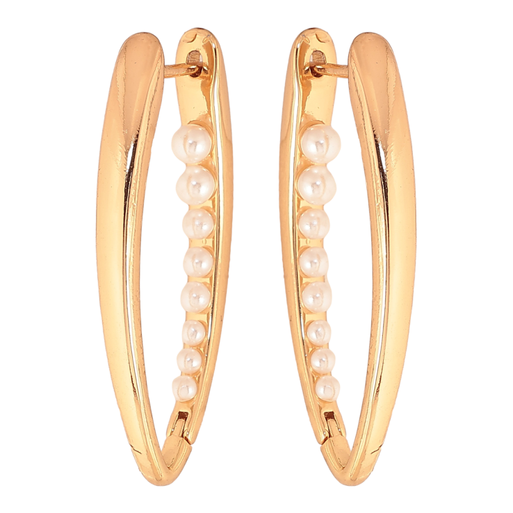 Серьги Xuping цвет Позолота 18К английский замок "Скобы с жемчужинами" фото №2 Серьги Xuping цвет Позолота 18К английский замок "Скобы с жемчужинами" фото №2
