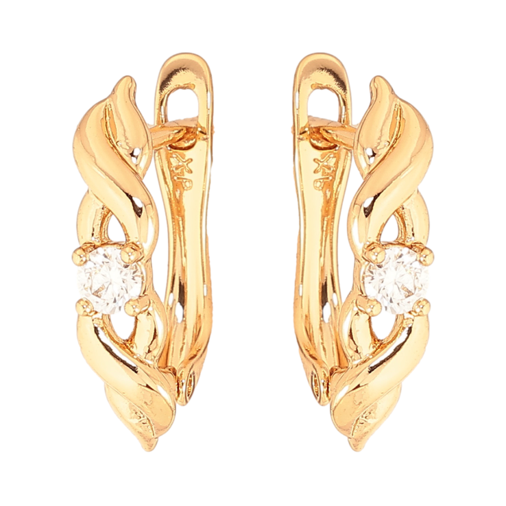 Сережки Xuping колір Позолота 18K англійський замок "Візерунок з кристалами" фото №19