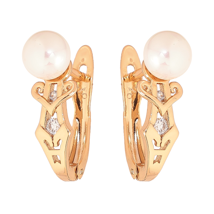 Серьги Xuping цвет Позолота 18K английский замок "Узор с жемчужинами" фото №10