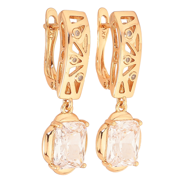 Сережки Xuping колір Позолота 18K англійський замок "Підвіски з кристалами" фото №19