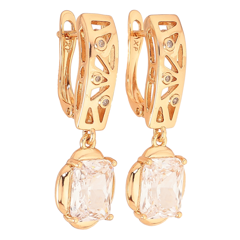 Сережки Xuping колір Позолота 18K англійський замок "Підвіски з кристалами" фото №1