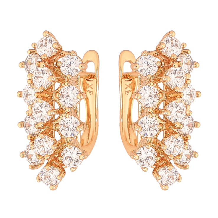 Серьги Xuping цвет Позолота 18K английский замок "Инкрустация кристаллами" фото №3