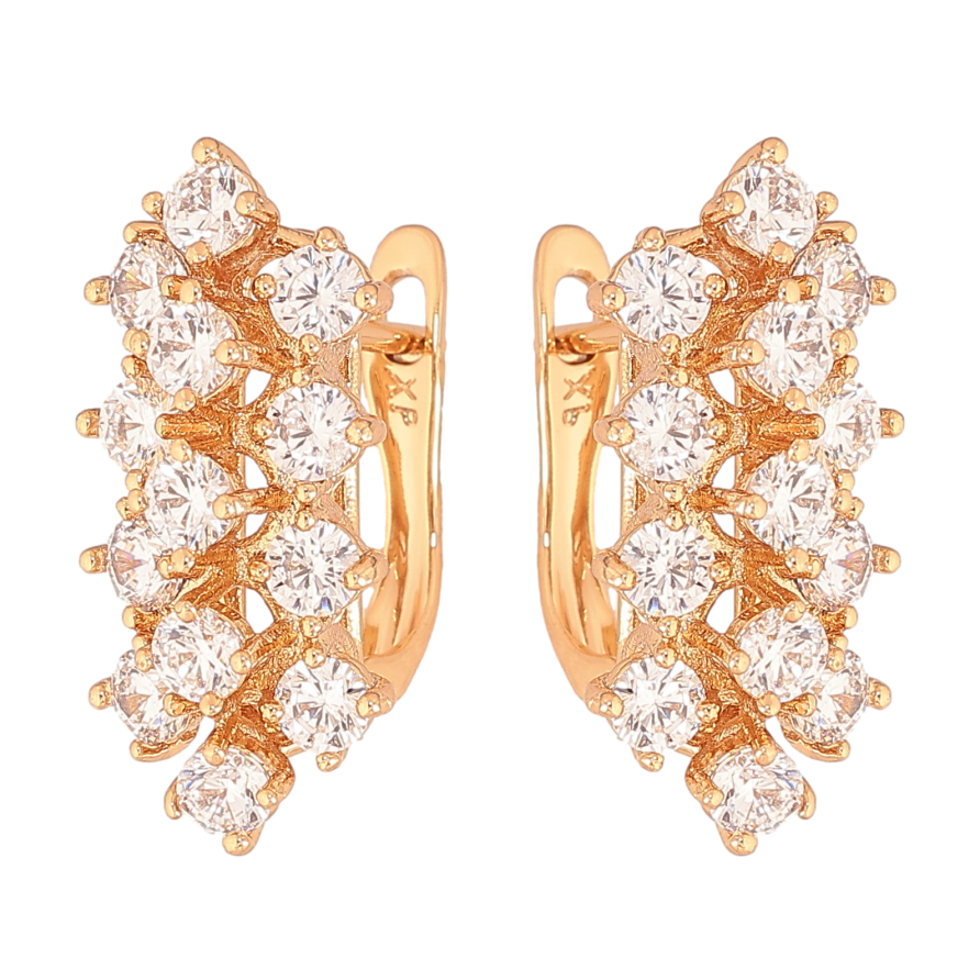 Серьги Xuping цвет Позолота 18K английский замок "Инкрустация кристаллами" фото №1