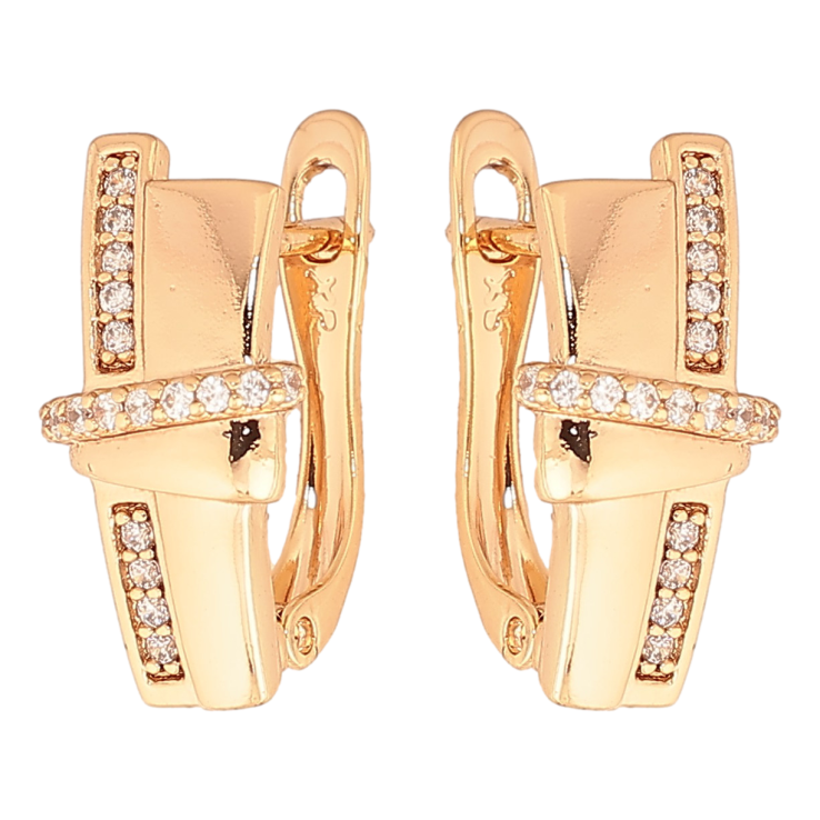 Сережки Xuping колір Позолота 18К англійський замок "Візерунок з кристалами" фото №12 Сережки Xuping колір Позолота 18К англійський замок "Візерунок з кристалами" фото №12