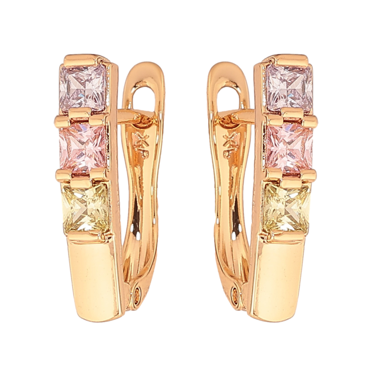 Сережки Xuping колір Позолота 18К англійський замок "Візерунок з кольоровими кристалами" фото №11 Сережки Xuping колір Позолота 18К англійський замок "Візерунок з кольоровими кристалами" фото №11