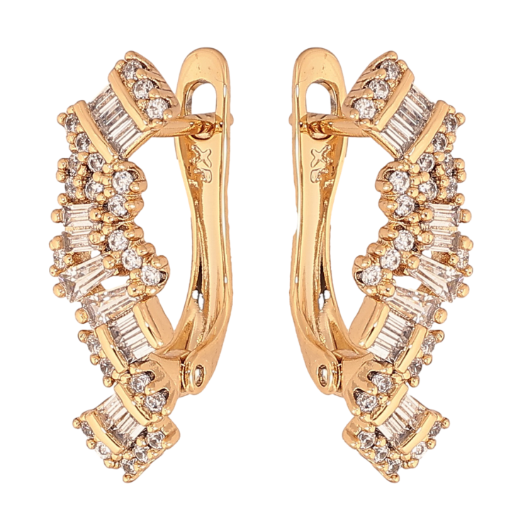 Сережки Xuping колір Позолота 18К англійський замок "Візерунок з кристалами" фото №12 Сережки Xuping колір Позолота 18К англійський замок "Візерунок з кристалами" фото №12