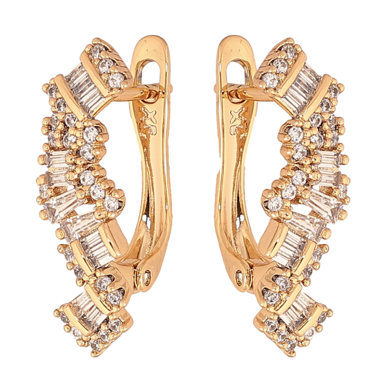 Серьги Xuping цвет Позолота 18К английский замок "Узор с кристаллами" фото №1 Серьги Xuping цвет Позолота 18К английский замок "Узор с кристаллами" фото №1