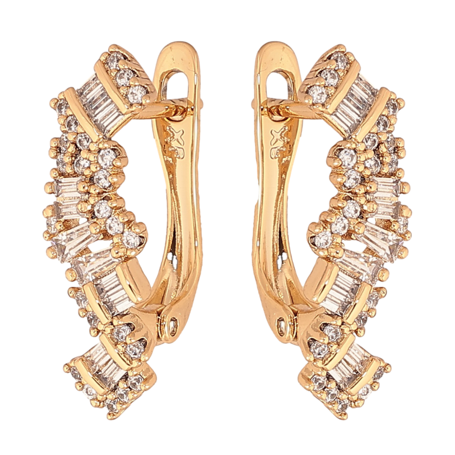 Сережки Xuping колір Позолота 18К англійський замок "Візерунок з кристалами" фото №1 Сережки Xuping колір Позолота 18К англійський замок "Візерунок з кристалами" фото №1