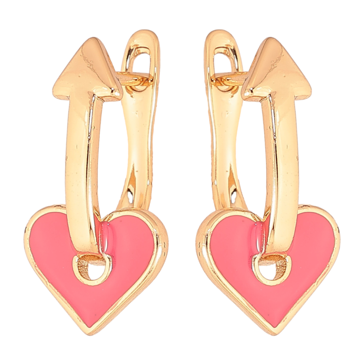 Сережки Xuping колір Позолота 18К англійський замок "Рожеві серця зі стрілками" фото №6 Сережки Xuping колір Позолота 18К англійський замок "Рожеві серця зі стрілками" фото №6