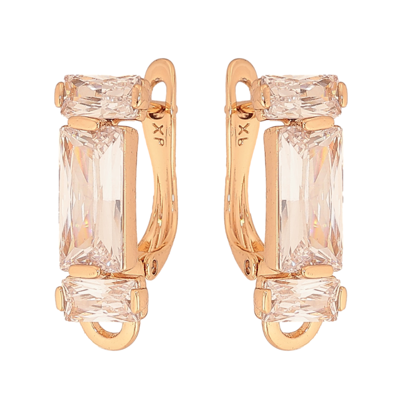 Сережки Xuping колір Позолота 18К англійський замок "Візерунок з кристалами" фото №1