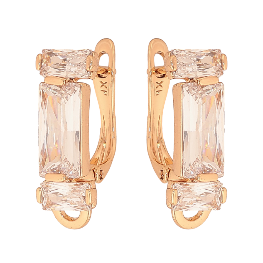 Сережки Xuping колір Позолота 18К англійський замок "Візерунок з кристалами" фото №1