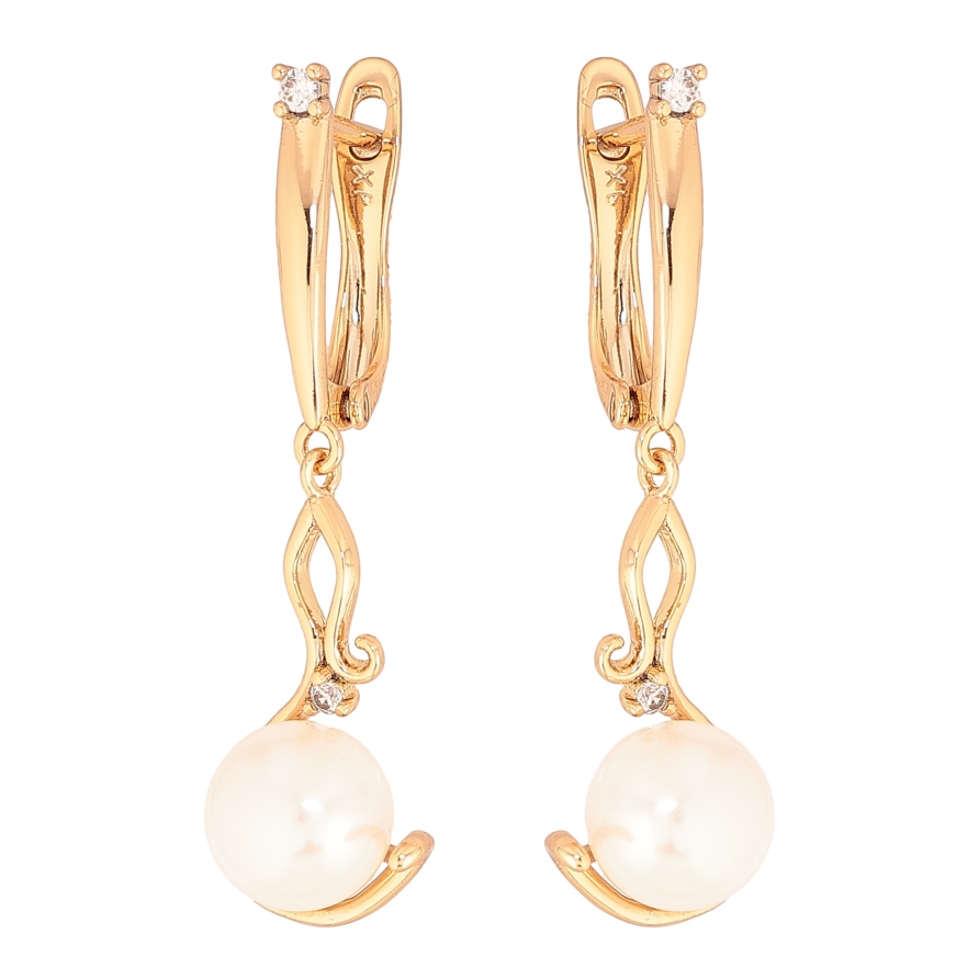 Сережки Xuping колір Позолота 18К англійський замок "Перлинні підвіски" фото №1 Сережки Xuping колір Позолота 18К англійський замок "Перлинні підвіски" фото №1