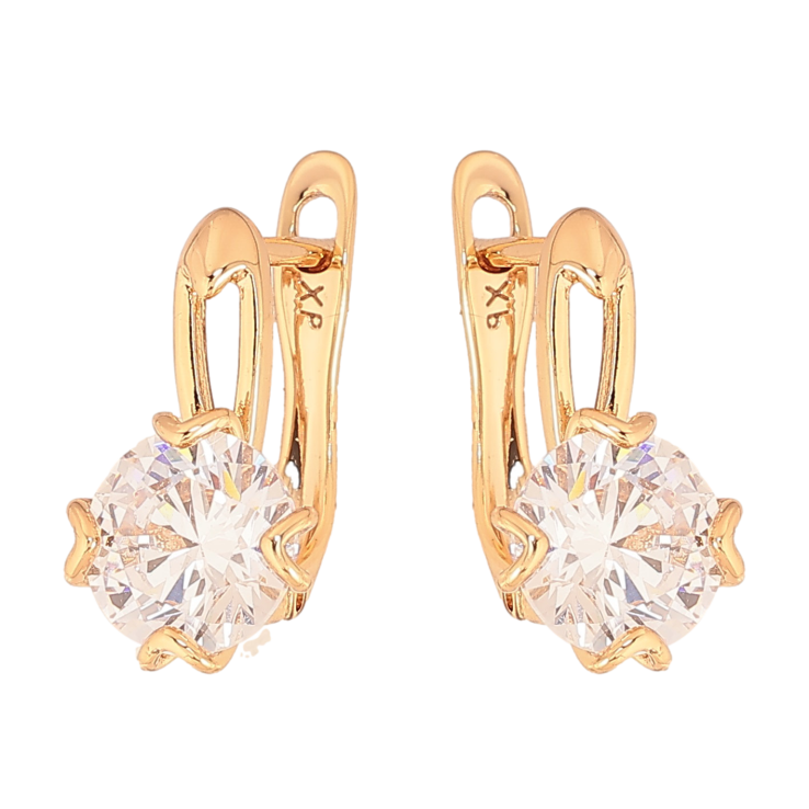 Сережки Xuping колір Позолота 18К англійський замок "Візерунок з кристалами" фото №6 Сережки Xuping колір Позолота 18К англійський замок "Візерунок з кристалами" фото №6