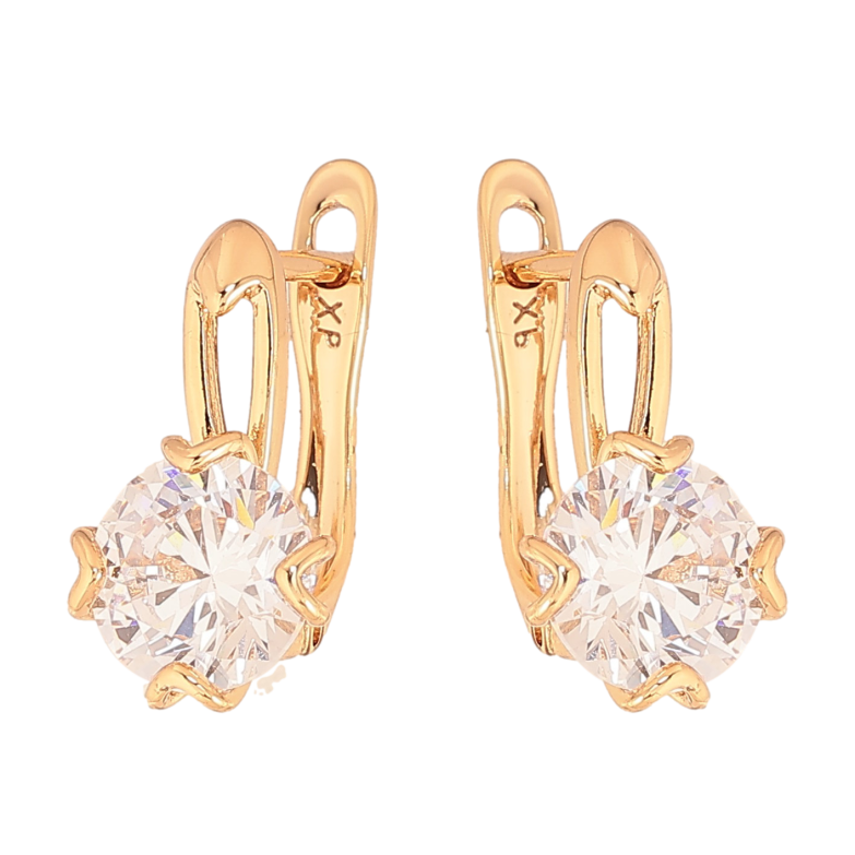 Серьги Xuping цвет Позолота 18К английский замок "Узор с кристаллами" фото №12