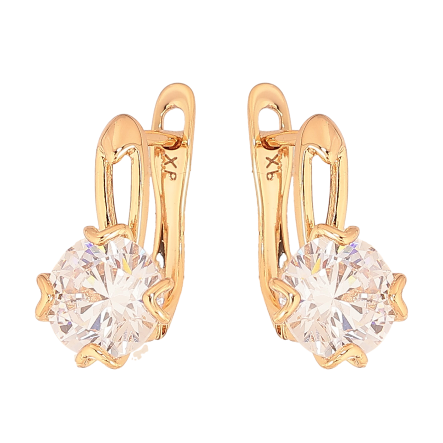 Сережки Xuping колір Позолота 18К англійський замок "Візерунок з кристалами" фото №1