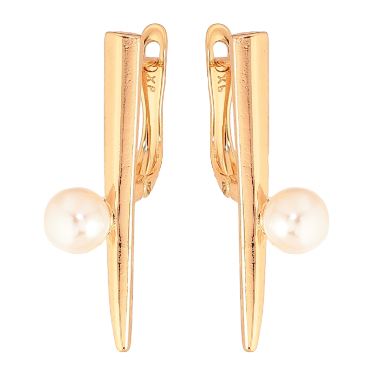 Сережки Xuping колір Позолота 18К англійський замок "Візерунок з перлиною" фото №5 Сережки Xuping колір Позолота 18К англійський замок "Візерунок з перлиною" фото №5