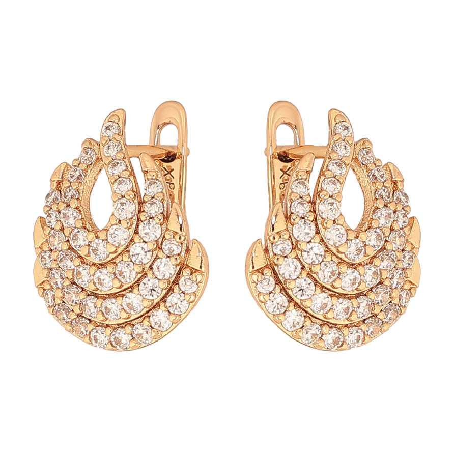 Сережки Xuping колір Позолота 18К англійський замок "Інкрустація кристалами" фото №1