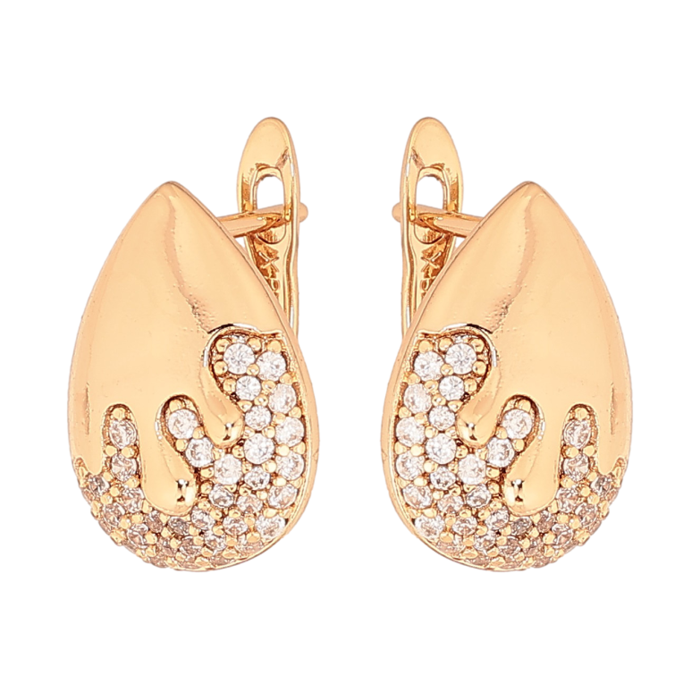 Сережки Xuping колір Позолота 18К англійський замок "Візерунок з кристалами" фото №1