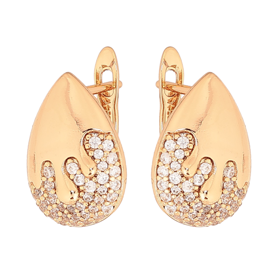 Сережки Xuping колір Позолота 18К англійський замок "Візерунок з кристалами" фото №1