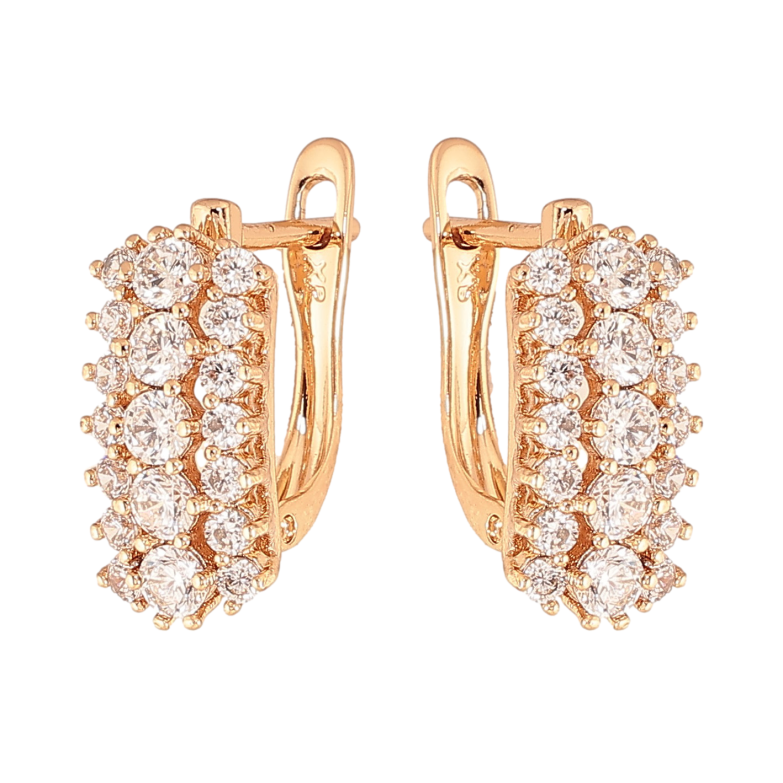 Сережки Xuping колір Позолота 18К англійський замок "Інкрустація кристалами" фото №9