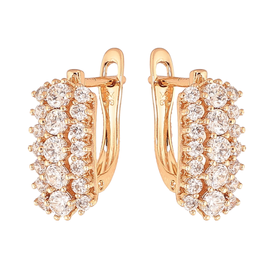 Сережки Xuping колір Позолота 18К англійський замок "Інкрустація кристалами" фото №1