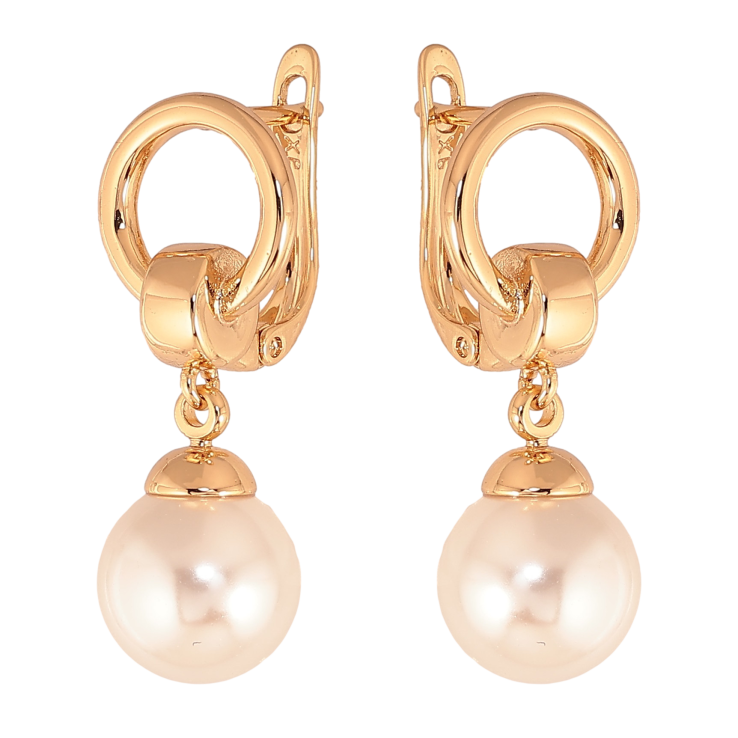 Сережки Xuping колір Позолота 18К англійський замок "Підвіски з перлами" фото №9 Сережки Xuping колір Позолота 18К англійський замок "Підвіски з перлами" фото №9