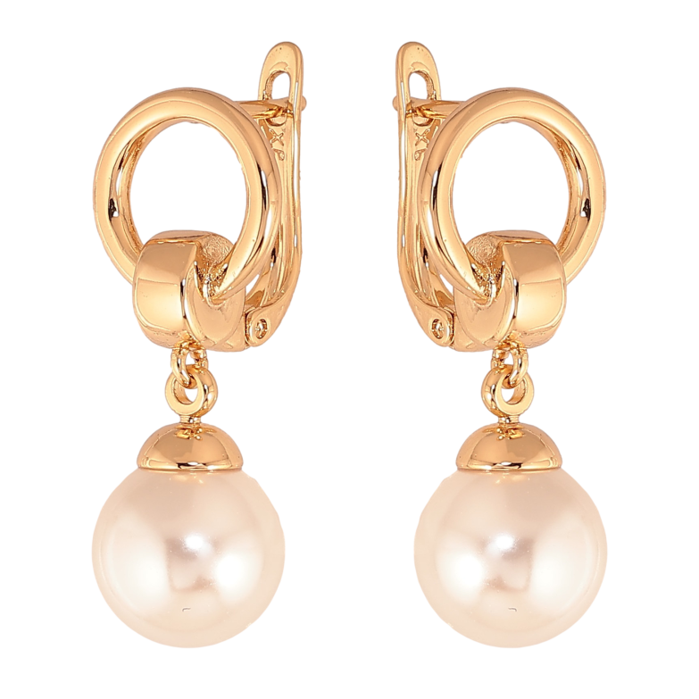 Сережки Xuping колір Позолота 18К англійський замок "Підвіски з перлами" фото №1