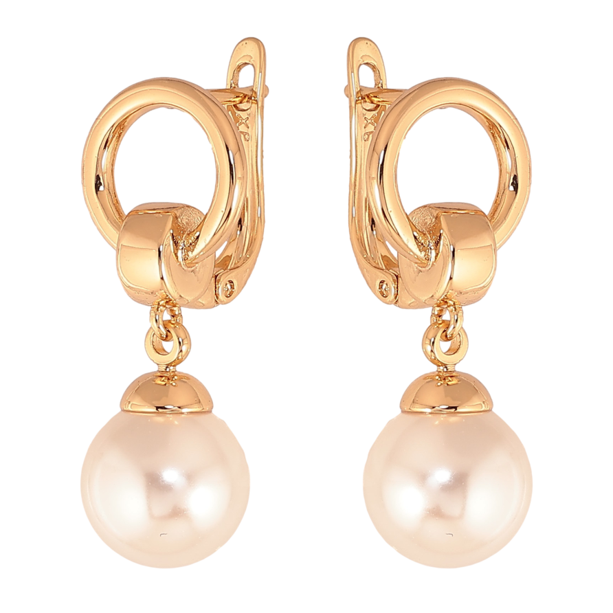 Сережки Xuping колір Позолота 18К англійський замок "Підвіски з перлами" фото №1