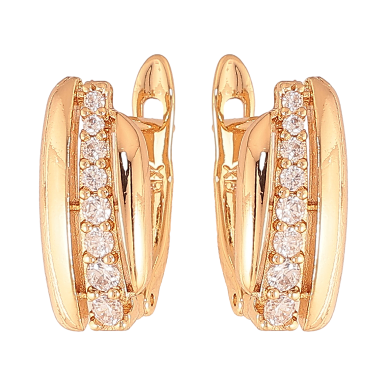 Сережки Xuping колір Позолота 18К англійський замок "Візерунок з кристалами" фото №15