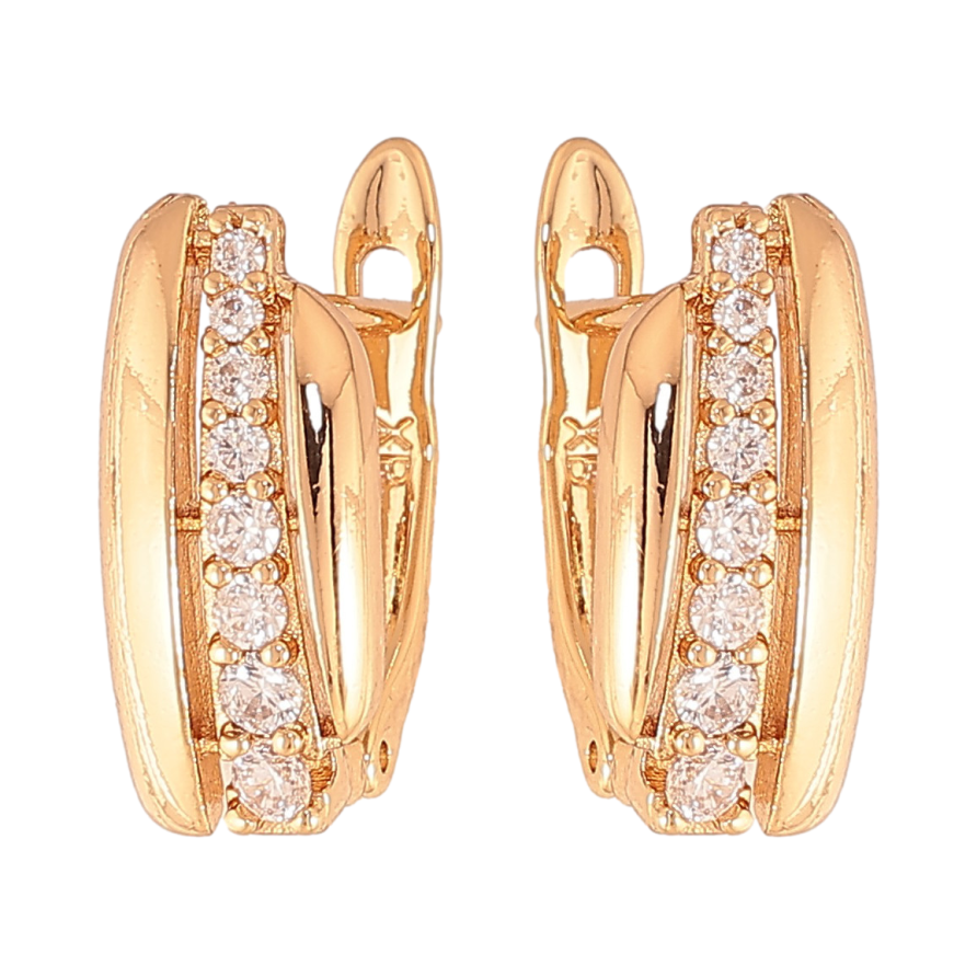 Сережки Xuping колір Позолота 18К англійський замок "Візерунок з кристалами" фото №1