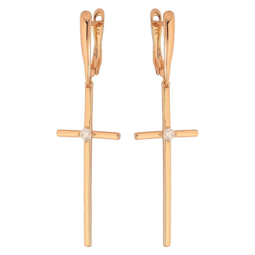 Сережки Xuping колір Позолота 18К англійський замок "Хрестики" фото №1