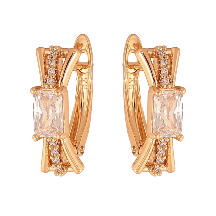 Сережки Xuping колір Позолота 18К англійський замок "Візерунок з кристалами" фото №17 Сережки Xuping колір Позолота 18К англійський замок "Візерунок з кристалами" фото №17