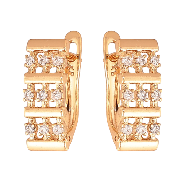 Сережки Xuping колір Позолота 18К англійський замок "Візерунок з кристалами" фото №1