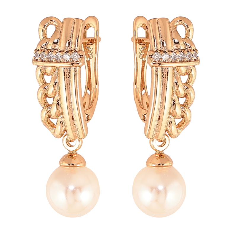 Серьги Xuping цвет Позолота 18К английский замок "Жемчужные подвески" фото №1 Серьги Xuping цвет Позолота 18К английский замок "Жемчужные подвески" фото №1