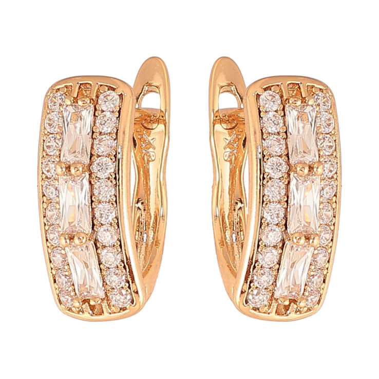 Серьги Xuping цвет Позолота 18К английский замок "Инкрустация кристаллами" фото №13