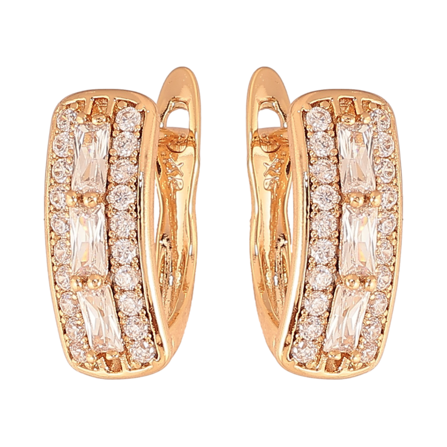 Серьги Xuping цвет Позолота 18К английский замок "Инкрустация кристаллами" фото №1